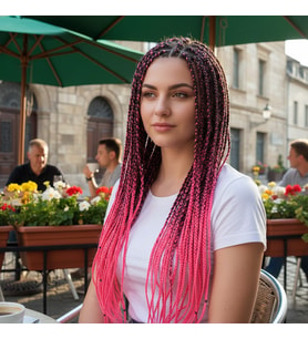 Afrika Örgüsü Ve Rasta İçin Sen Ombreli / Siyah / Neon Pembe
