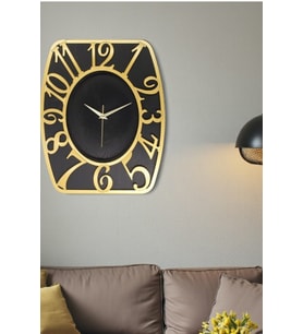 Hediyelik Dekoratif Ahşap Görünümlü Siyah Dikdörtgen Salon Büro İş yeri Mutfak Duvar Saati 35*30 CM