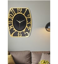 Hediyelik Dekoratif Ahşap Görünümlü Siyah Dikdörtgen Salon Büro İş yeri Mutfak Duvar Saati 35*30 CM