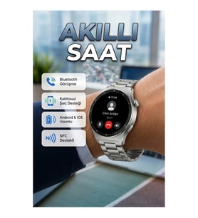 NFC Destekli Akıllı Saat – Bluetooth Görüşme, Kablosuz Şarj, Android ve iOS Uyumlu