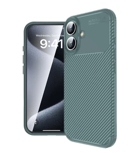iPhone 16 Kılıf Auto Focus Karbon Kapak - Koyu Yeşil