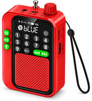 Bluetooth Şarjlı Radyo USB & TF Kart Okuyucu Deprem Çantasına Uygun FM Radyo (Kırmızı)