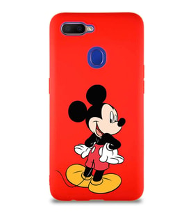 Oppo A5S Soft Premier Kapak Mickey Mouse-D Tasarımlı Silikon Kılıf - Kırmızı (Şeffaf)
