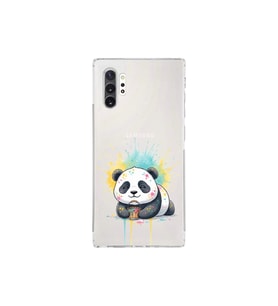 Samsung Galaxy Note 10 Plus ile Uyumlu Splash Panda Tasarımlı Şeffaf Silikon Kılıf
