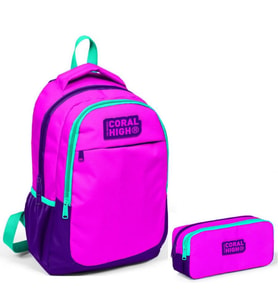 Coral High Pembe Mor Çanta Kalemlik Seti