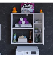MODİLAYN URLA 90 x 85.5 x 32.5 cm Çok Amaçlı Banyo Dolabı Asma Dolap Kapaklı Makine Üstü Dolap