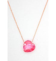 Bella Gloria Pembe Kristal Kalp Rose Gümüş Kolye (TGK0060)