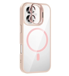 Iphone 16 Remim Lensli Magsafe Standlı Kapak - Pembe
