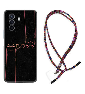 Huawei Nova Y70 Y90 Nova 9 SE  Kılıf Boyun Asklı Rasta Silikon Meow 1657
