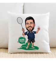 Kişiye Özel Karikatürlü Tenis Oyuncusu Erkek Yastık