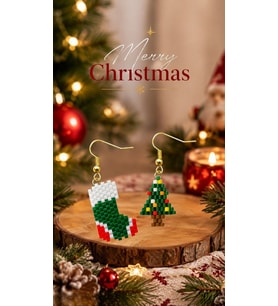 Miyuki Boncuk El Yapımı Minik Çam Ağacı Ve Çorap Yılbaşı Christmas Noel