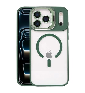 Durukar® iPhone 17 Pro Remim Lensli Magsafe Standlı Kapak - Koyu Yeşil