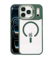 Durukar® iPhone 17 Pro Remim Lensli Magsafe Standlı Kapak - Koyu Yeşil