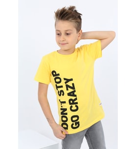 Toontoy Erkek Çocuk Dont Stop Go Crazy Baskılı Tişört (Koyu Sarı)