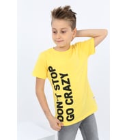 Toontoy Erkek Çocuk Dont Stop Go Crazy Baskılı Tişört (Koyu Sarı)