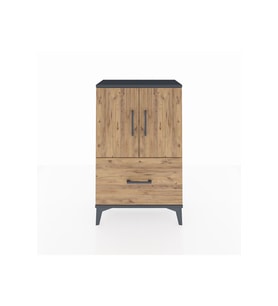 Arges Komodin 2 Raflı Tek Çekmeceli 2 Kapaklı 60x30x96 Antrasit-Çam