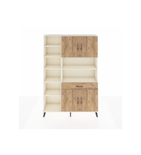 Arges Dolap 10 Raflı Tek Çekmeceli 4 Kapaklı 132x30x195 Aytaşı-Çam/Çam