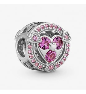 Nur Silver Aşkınızı Ortaya Çıkarın Parıldayan Kalpler Düğme Gümüş Charm NUR-CM00298