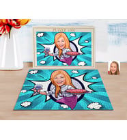 BK Gift Kişiye Özel Kadın Garson Karikatürlü 1000 Parça Profesyonel Puzzle-1