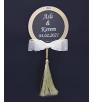 50 Adet 7cm Pleksi Magnet Püsküllü İsimli Söz Nişan Düğün Hediyesi (Karışık)