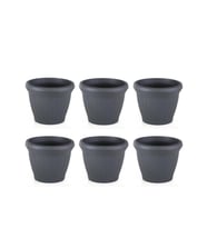 Omnipazar SO-HS04 Plastik Hasır Desenli Saksı 15 lt Antrasit 6 Adet