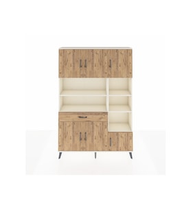 Arges Dolap 10 Raflı Tek Çekmeceli 6 Kapaklı 132x30x195 Aytaşı-Çam/Çam
