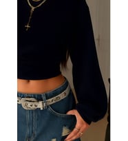 Kadın Bisiklet Yaka Belden Oturtmalı Tasarım Sweatshirt
