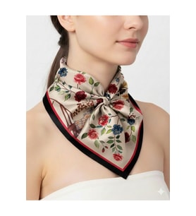 Tarzını Seç Siyah Gül Fular / Bandana / Aksesuar 48x48 cm