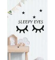 Dekoratif Sleepy Eyes Kirpik Yıldızlı 2 li Ahşap Duvar Dekoru (Siyah)