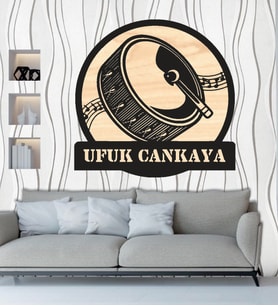 Kişiye Özel Davul Müzik Temalı Ahşap Duvar Tablo