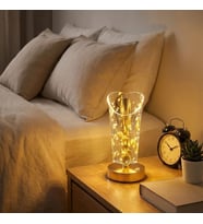 Açık Silindirik Kristal Altın Toz Model LED Masa Lambası – Gold Tabanlı, Dokunmatik, 3 Renk Işık Modlu, Şarjlı Modern Dekoratif Gece Lambası (5343)