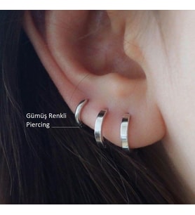 Çelik Düz Halka Tragus Helix Kıkırdak Lobe Piercing Silver Renk (Çok Renkli)