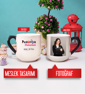 Psikolojik Danışman Kupa Bardak Oval Sihirli Fotoğraflı