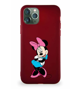 Apple iPhone 11 Pro Soft Premier Kapak Minnie Mouse-D Tasarımlı Silikon Kılıf - Mürdüm (Şeffaf)