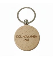 Kişiye Özel Yuvarlak Ahşap Anahtarlık – Evcil Hayvan İsmi Yazılı Lazer Gravür Anahtarlık – Patili Dostlara Özel Hediye