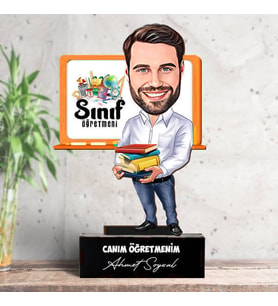 Erkek Sınıf Öğretmenlerine Hediye Karikatürlü Biblo