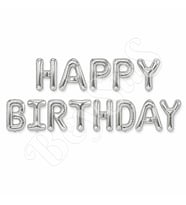 Happy Birthday Folyo Banner Gümüş