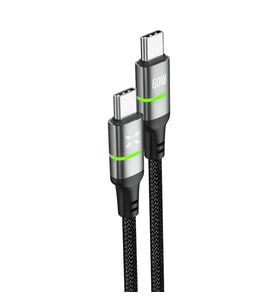 Xenon Smart Type C Hızlı Şarj Kablosu  Type-C to Type-C60W480 Mbps1.2mPD Örgü Led Gösterge(X6421) (A.Siyah)