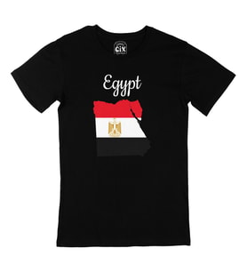 Mısır Haritalı ve Bayraklı Siyah Tişört