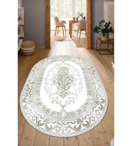 Dijital Baskılı Kaymaz Taban Yıkanabilir Oval Salon Halısı Mutfak Halısı Yolluk NDO-HK-128 (Gri)