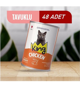 King Sos İçerisinde Et Parçacıklı Tavuklu Kedi Konservesi 400 Gr*48 ADET