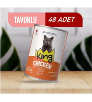 King Sos İçerisinde Et Parçacıklı Tavuklu Kedi Konservesi 400 Gr*48 ADET