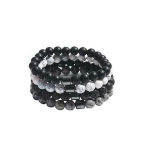 Unisex - 4 Adet Şık Tasarım Doğal Taş Bileklik  Jade, Onix, Lav  Şifa Taşı > Handmade