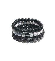 Unisex - 4 Adet Şık Tasarım Doğal Taş Bileklik  Jade, Onix, Lav  Şifa Taşı > Handmade