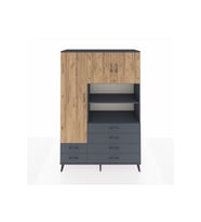 Hyperion Dolap 8 Raflı 6 Çekmeceli 3 Kapaklı 132x44x195 Antrasit-Çam/Antrasit