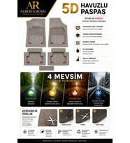 Volkswagen Touareg SUV 2009 Model Uyumlu Enerox GRI 5D Havuzlu Paspas Universal-Yumuşak Kaymaz Taban