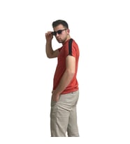 ATY & Erkek Spor & Parıs Baskılı & Bisiklet Yaka T-Shirt (Turuncu)