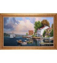 EV İŞYERİ OFİS İÇİN ALTIN ÇERÇEVELİ PASPARTULU TABLO VB11