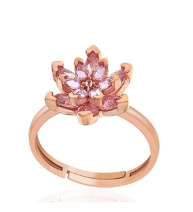 925 Ayar Gümüş Rose Lotus Çiçeği Yüzük