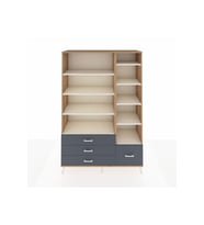 Hyperion Dolap 9 Raflı 4 Çekmeceli  132x44x195 Çam-Aytaşı/Antrasit